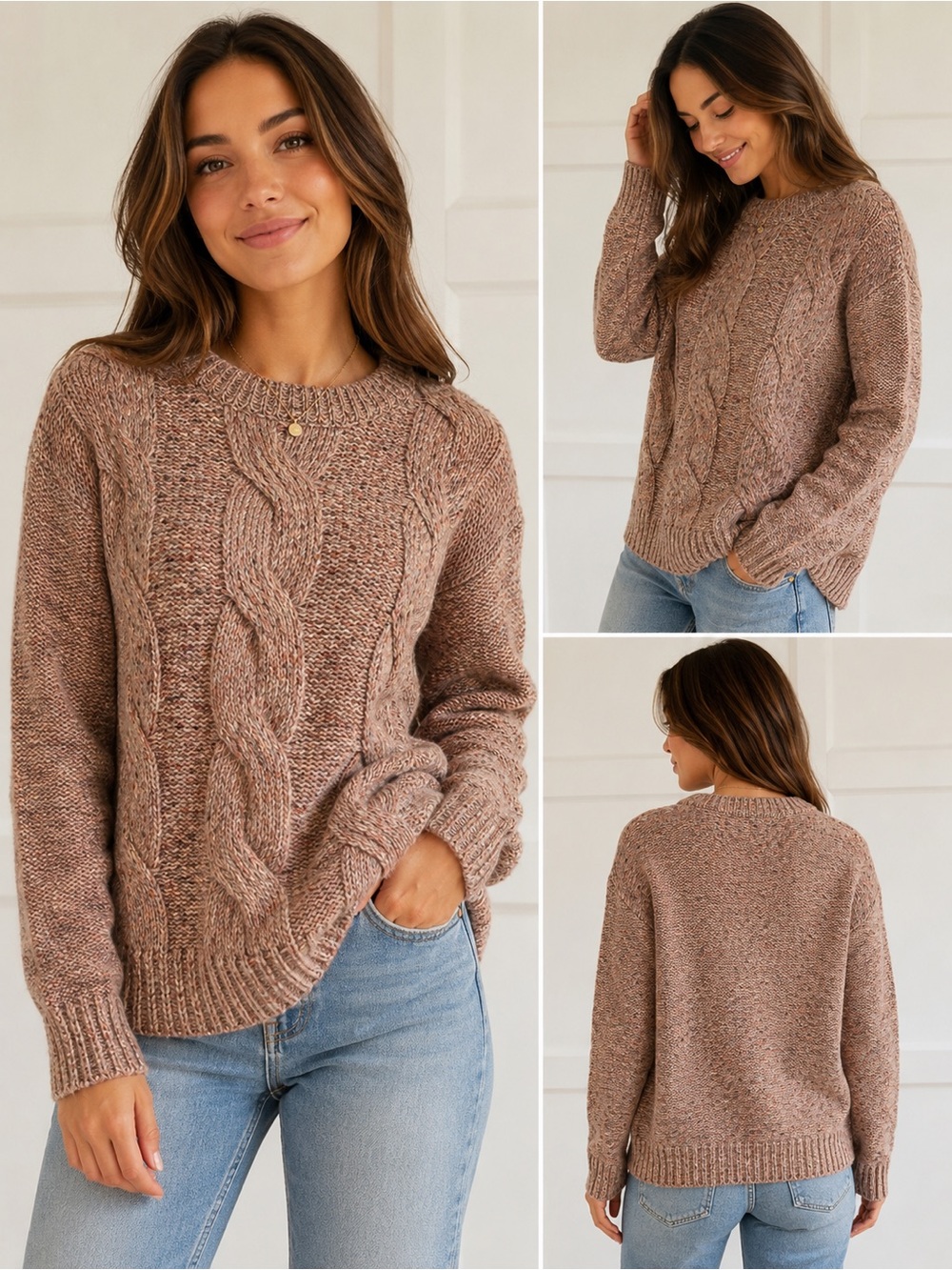 New Day Multicolor Cable Knit Sweater Size Medium | Cozy Chunky Knit Pullover